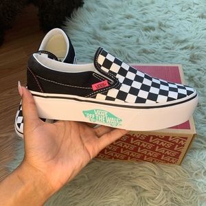 Vans Checkered Platform turquoise and pink logo